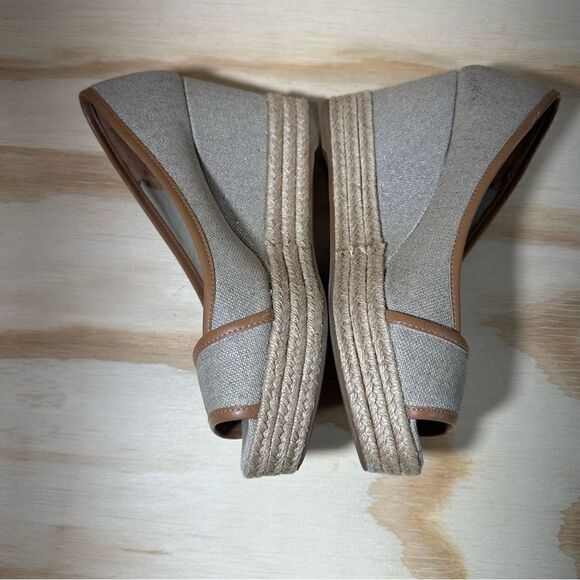 TORY BURCH Majorca Canvas Peep Toe Espadrille Sandals Women’s Size 9 - Picture 3 of 8